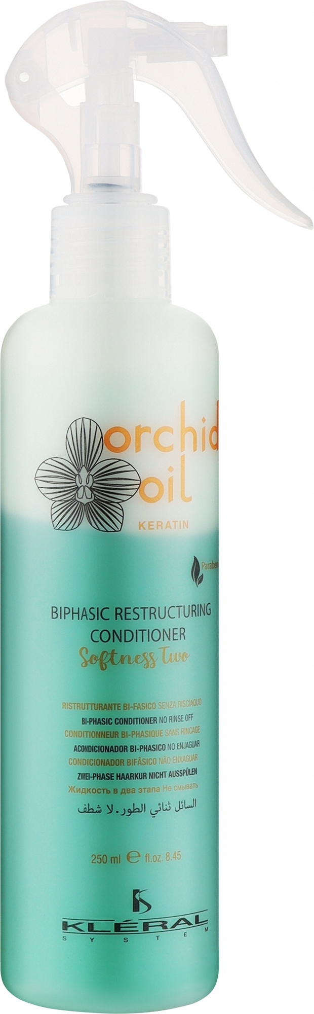 ORCHID OIL KERATIN SOFTNESS TWO 250 ml/ Двухфазный спрей-кондиционер с маслом орхидеи 250 ml